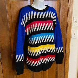 Vintage 90s Extra Touch International Co. Knitted electric multi color sweater L